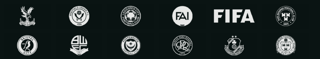 Crystal Palace FC, Sheffield United FC, Leicester City FC, FAI, FIFA, Shelbourne FC, Bristol City FC, Bolton Wanderers FC, Portsmouth FC, Queens Park Rangers FC, Shamrock Rovers FC, Bohemian FC